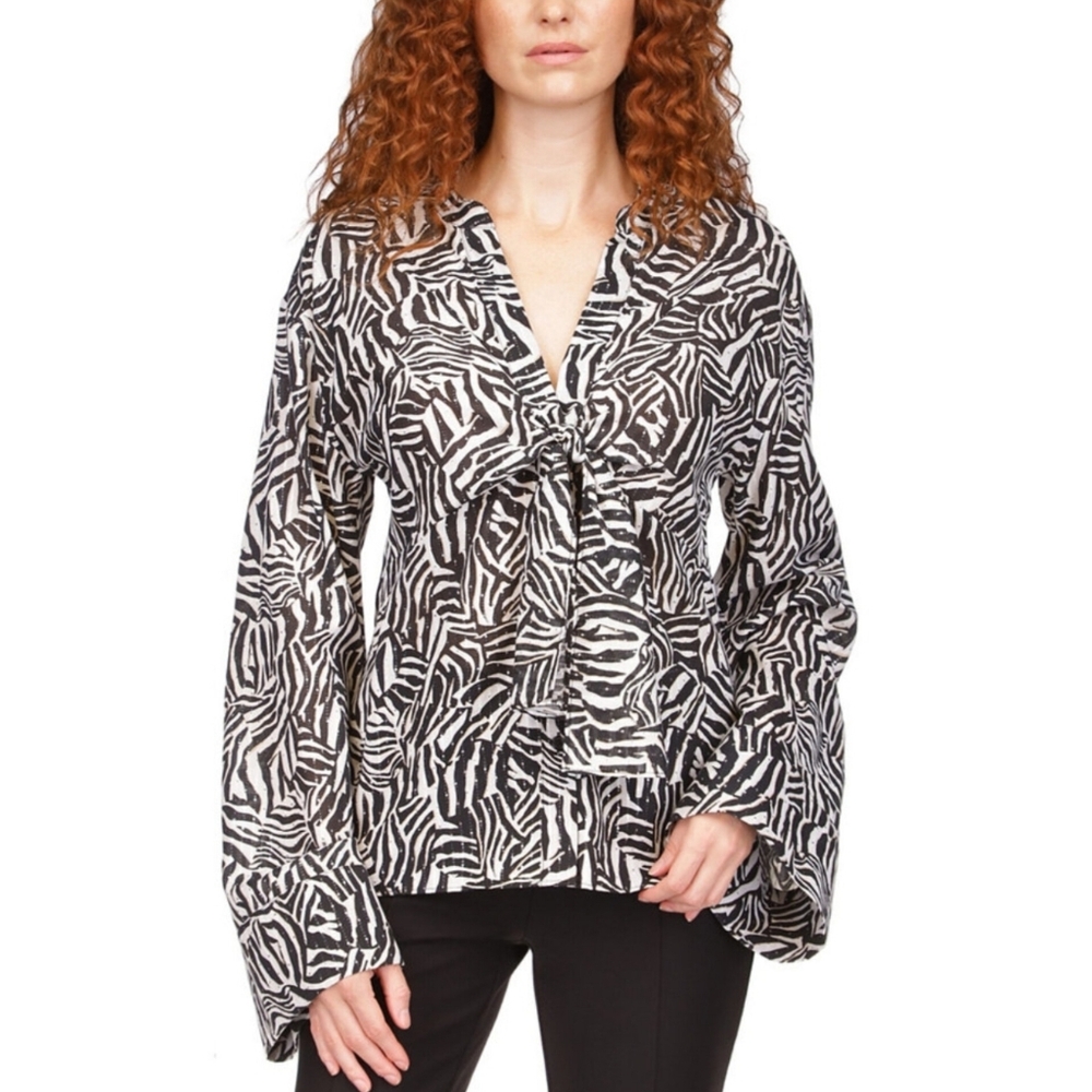 Michael Kors Metallic Zebra Print Top